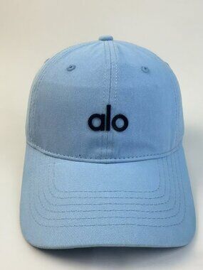 ALO Yoga Light Blue Men's Baseball Cap with Black Logo